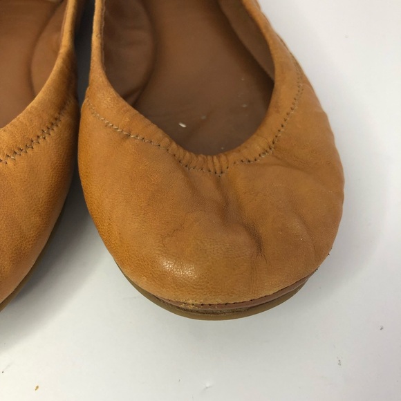 Tory Burch Eddie Tan Leather Ballet Flats Shoes Women’s Size 6.5 flaws - Picture 3 of 16